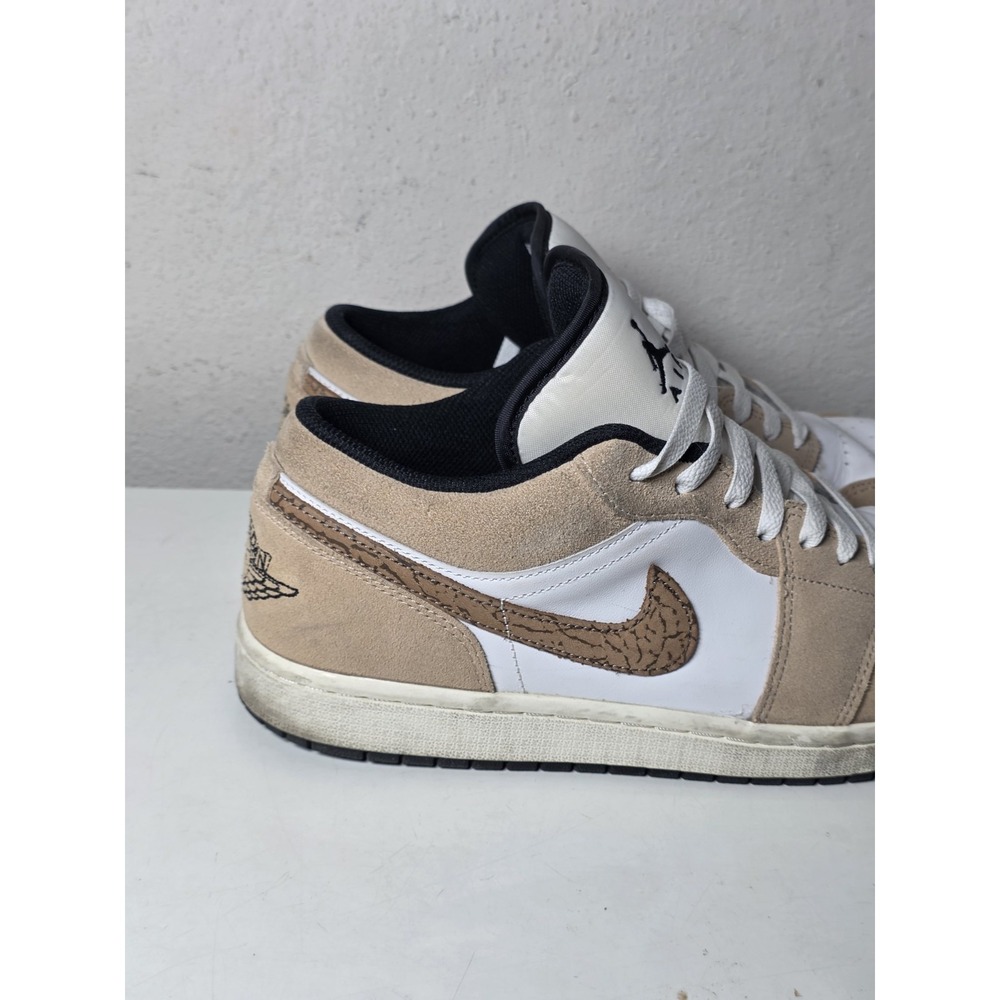 Jordan Air Jordan 1 Low Low Top Suede Leather Sneakers Beige White Black Men's - Picture 6 of 12